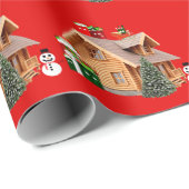 Cadeau Papier rouge Cabine de Noël (Coin rond)