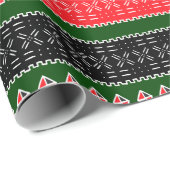 Cadeau Papier rouge noir et vert à enveloppement (Coin rond)