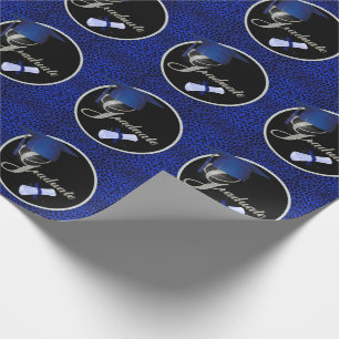 Cadeau Papier Royal Blue Cheetah avec noir