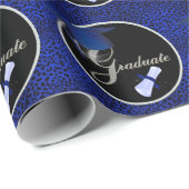 Cadeau Papier Royal Blue Cheetah avec noir (Coin rond)