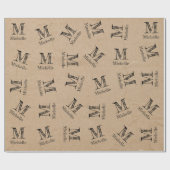 Cadeau Papier rustique Kraft Look Monogramme Papier à env (Plat)