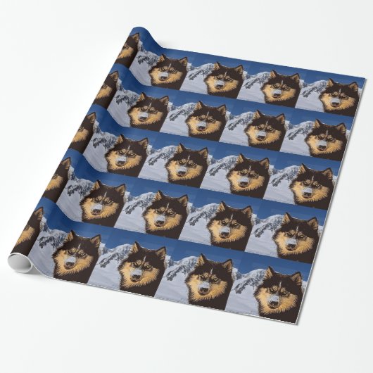 Cadeau Papier Sibérien Husky (Déroulé)