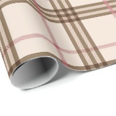 Cadeau Papier Tartan Brown Beige (Coin rond)