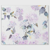 Cadeau Papier Tissu d'Hydrangée violette en aquarelle (Plat)