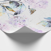 Cadeau Papier Tissu d'Hydrangée violette en aquarelle (Coin)