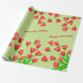 Cadeau Papier Tissu Fleur Rouge Plutôt (Déroulé)