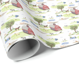 Cadeau Papier Toile Animaux de Ferme (Couleurs Originales