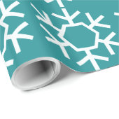 Cadeau Papier turquoise Chic Snowflake Wrapper (Coin rond)