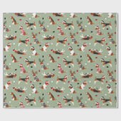 Cadeau Papier vert Beagle de Noël (Plat)