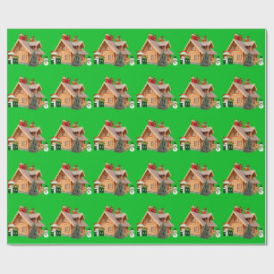 Cadeau Papier vert Cabine de Noël