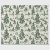 Cadeau Papier vert de Noël Toile de Noël (Plat)