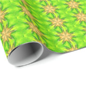 Cadeau papier vert étoile or (Coin rond)