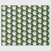 Cadeau Papier vert Motif Fantôme mignon (Plat)