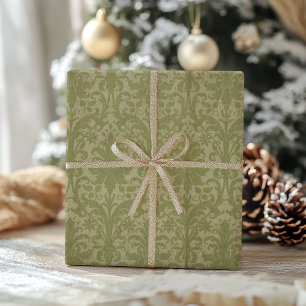 Cadeau Papier vert Vintage traditionnel à enveloppement d