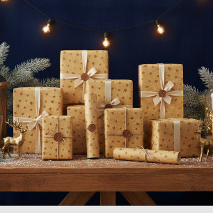 Cadeau Papier vintage avec étoiles, brun