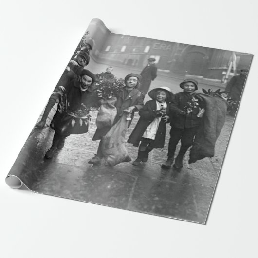 Cadeau Papier Vintage de Noël MISTLETOE (Déroulé)