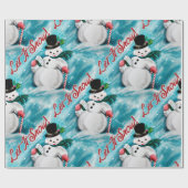 Cadeau Papier Vintage Snowman "Let It Snow" (Plat)