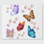 Cadeau papillons enveloppant du papier (Plat)