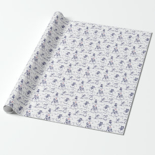 Cadeau Parade des neiges toile Papier à envelopper bleu
