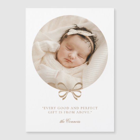 Cadeau parfait Faire-part de naissance blanc et or (Devant)