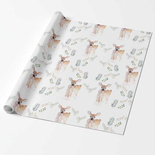 Cadeau Pastel Christmas Cute Deer Papier d'enveloppement  (Déroulé)