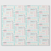 Cadeau Pastel moderne rose et Turquoise nom papier envelo (Plat)