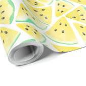 Cadeau Pâtes de pastèque jaune motif papier d'emballage (Coin rond)