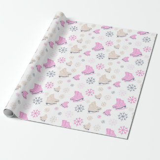 Cadeau Patinage sur glace papier d'emballage de neige