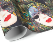 Cadeau Peacock Masquerade Mardi Gras Masque Papier d'enve (Coin rond)