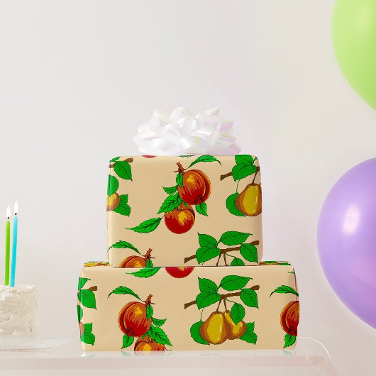 Cadeau Pêches Et Poires Papier À Envelopper