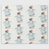 CADEAU PENGUIN BÉBÉ AVEC UN PAPIER À FLEURS (Plat)