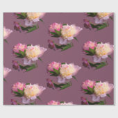 Cadeau Peony Flowers beau papier d'enveloppement (Plat)