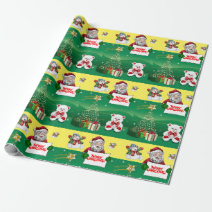 Cadeau Père Noël en Papier d'Emballage de Noël