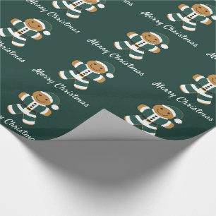 Cadeau Père Noël Gingbread Man Green Papier à envelop
