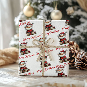 Cadeau Père Noël Humour Fantaisiste Papier d'Emballage Fe
