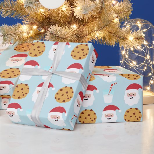 Cadeau Père Noël Lait et biscuits Papier à enveloppement  (Vacances)