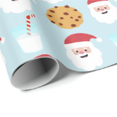 Cadeau Père Noël Lait et biscuits Papier à enveloppement  (Coin rond)