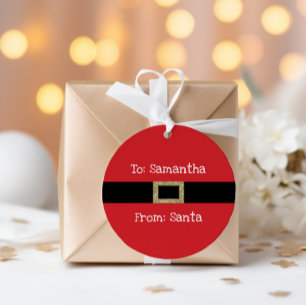 Cadeau Père Noël rouge or noir étiquettes cadeaux de Noël