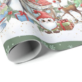 Cadeau Père Noël Snowman Reindeer Papier d'enveloppement  (Coin rond)