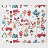 Cadeau Père Noël Workshop Jouets Elfes Papier d'enveloppe (Plat)