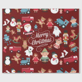 Cadeau père Noël Workshop Jouets Elfes Papier d'enveloppe (Plat)