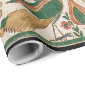 Cadeau Perroquets et paons Papier d'enveloppement d'art V (Coin rond)