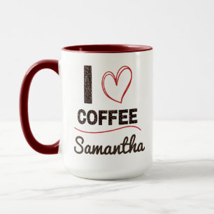 Cadeau personnalisé de tasse "J'aime le café" pour