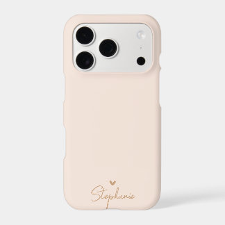 Cadeau Personnalisé Nom Minimal Cœur Or Beige