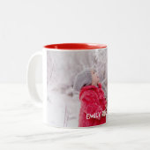 Cadeau personnalisé photo Mug | Texte blanc (Devant gauche)