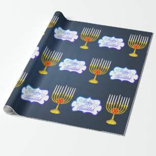 Cadeau Personnaliser HAPPY HANOUKKA * Blue * Papier d'env