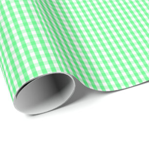 Cadeau Petit papier d'emballage de guingan vert clair et