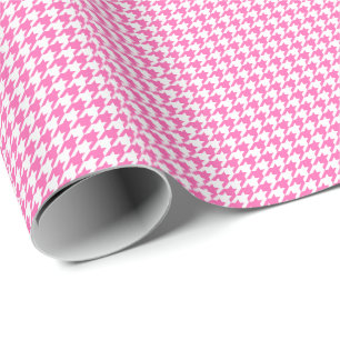 Cadeau Petit papier d'emballage de pied-de-poule rose et