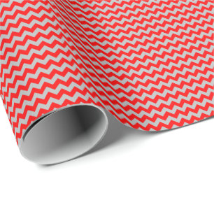 Cadeau Petit papier d'emballage rouge et gris de Chevron