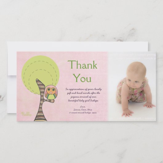 Cadeau Photocard d'arrivée de bébé de Merci de hib (Devant)
